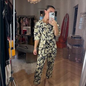 Floral Jumpsuit in Black and Cream